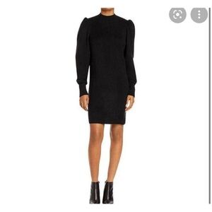 Wayf Lola dress black puff sleeve sweater dress NWT size M